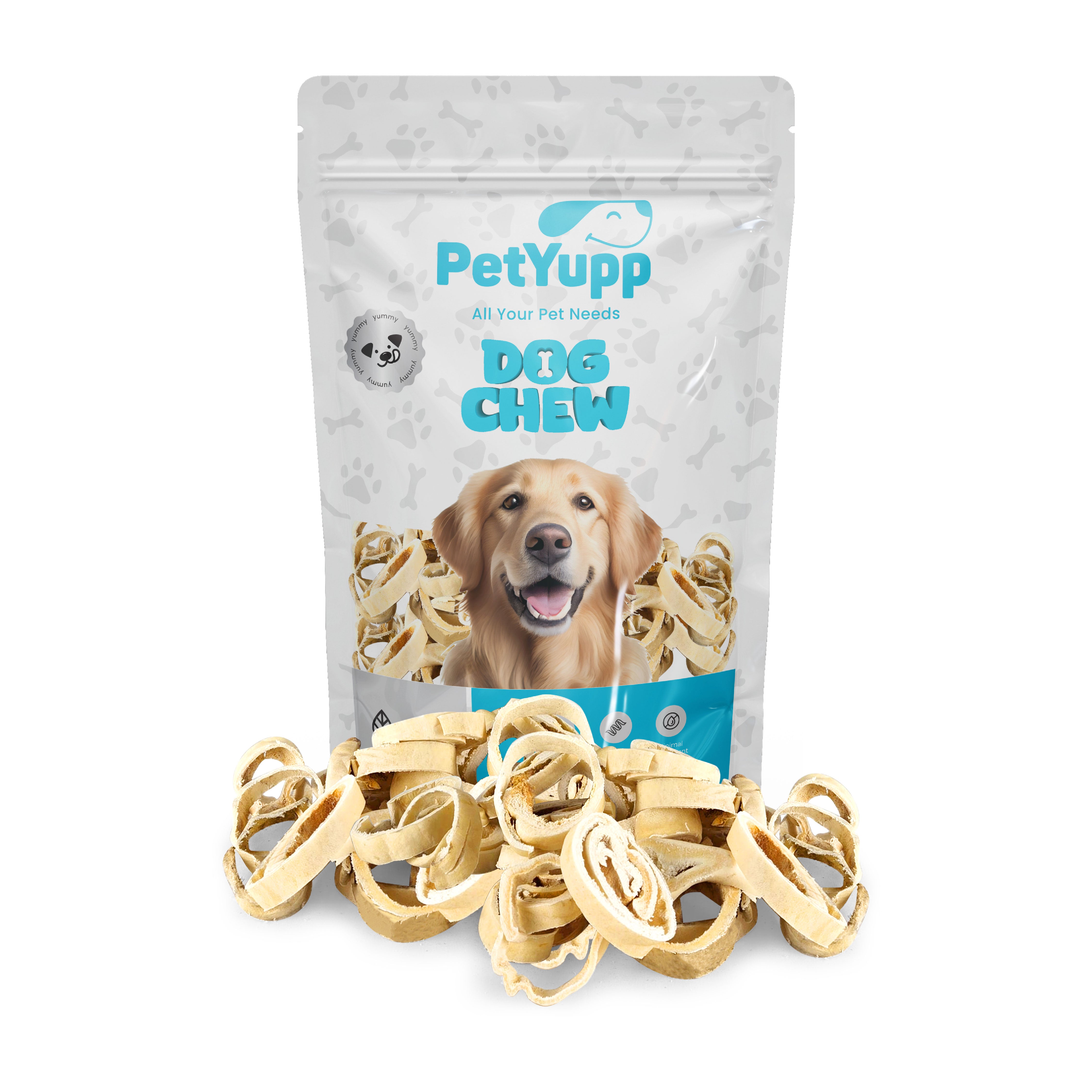 100 Natural Water Buffalo Cheek Roll Ring Dog Chew Pack of 14 oz