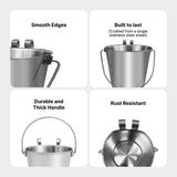 Heavy Duty Stainless Steel Flat Bucket with 2 Hooks - 6 Quart