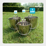 Heavy Duty Stainless Steel Flat Bucket with 2 Hooks - 6 Quart