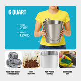 Heavy Duty Stainless Steel Flat Bucket with 2 Hooks - 6 Quart