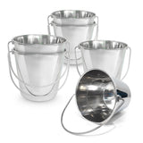 Heavy Duty Stainless Steel Flat Side Bucket - 6 Quart - Pack of 6