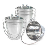 Heavy Duty Stainless Steel Flat Bucket with 2 Hooks - 4 Quart - Pack of 6
