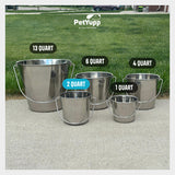 Heavy Duty Stainless Steel Flat Side Bucket - 2 Quart - Pack of 12