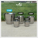 Heavy Duty Stainless Steel Flat Side Bucket - 13 Quart - Pack of 6