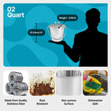 Heavy Duty Stainless Steel Flat Bucket with 2 Hooks - 2 Quart - Pack of 12