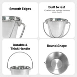 Round Heavy Duty Stainless Steel Bucket - 1 Quart - Pack of 12