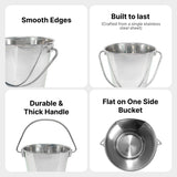Heavy Duty Stainless Steel Flat Side Bucket - 2 Quart - Pack of 12