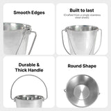 Round Heavy Duty Stainless Steel Bucket - 4 Quart - Pack of 6