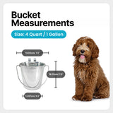 Heavy Duty Stainless Steel Flat Bucket with 2 Hooks - 4 Quart - Pack of 6