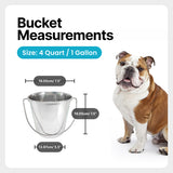 Heavy Duty Stainless Steel Flat Side Bucket - 4 Quart - Pack of 6