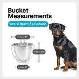 Heavy Duty Stainless Steel Flat Bucket with 2 Hooks - 6 Quart - Pack of 6