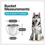 Heavy Duty Stainless Steel Flat Side Bucket - 6 Quart - Pack of 6