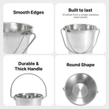 Round Heavy Duty Stainless Steel Bucket - 6 Quart - Pack of 6