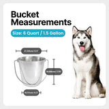 Round Heavy Duty Stainless Steel Bucket - 6 Quart - Pack of 6