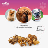 100% Natural Water Buffalo Trachea Bites Dog Treats - Pack of 8 oz