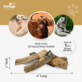 100% Natural Water Buffalo Rib Bone with Meat Dog Chew - Pack of 5