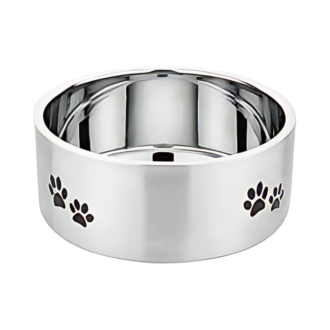 Double Wall Stainless Steel Feeding Bowl with Paw Design