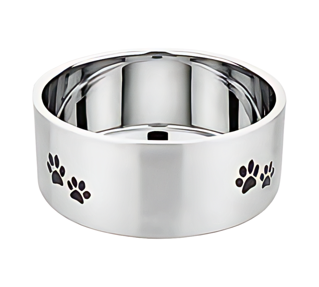 Double Wall Stainless Steel Feeding Bowl with Paw Design