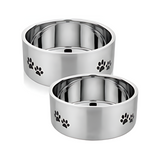 Double Wall Stainless Steel Feeding Bowl with Paw Design