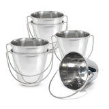 Heavy Duty Stainless Steel Flat Side Bucket - 4 Quart - Pack of 6