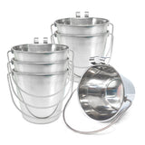 Heavy Duty Stainless Steel Flat Bucket with 2 Hooks - 6 Quart - Pack of 6