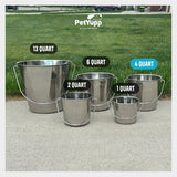 Heavy Duty Stainless Steel Flat Side Bucket - 4 Quart - Pack of 6