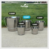 Heavy Duty Stainless Steel Flat Side Bucket - 6 Quart - Pack of 6