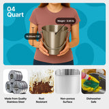 Round Heavy Duty Stainless Steel Bucket - 4 Quart - Pack of 6