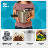 Round Heavy Duty Stainless Steel Bucket - 6 Quart - Pack of 6