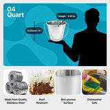 Heavy Duty Stainless Steel Flat Side Bucket - 4 Quart - Pack of 6