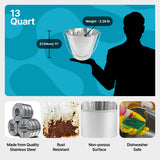 Heavy Duty Stainless Steel Flat Side Bucket - 13 Quart - Pack of 6