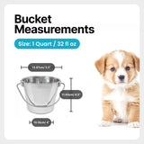 Heavy Duty Stainless Steel Flat Side Bucket - 1 Quart - Pack of 12