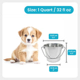 Heavy Duty Stainless Steel Flat Side Bucket - 1 Quart