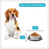 Traditional Shape Non-Skid Stainless Steel Dog Feeding Bowl - 24 Oz