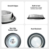 Traditional Shape Non-Skid Stainless Steel Dog Feeding Bowl - 24 Oz