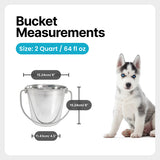 Round Heavy Duty Stainless Steel Bucket - 2 Quart - Pack of 12
