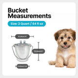 Heavy Duty Stainless Steel Flat Bucket with 2 Hooks - 2 Quart - Pack of 12