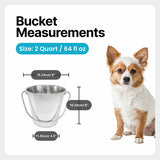 Heavy Duty Stainless Steel Flat Side Bucket - 2 Quart - Pack of 12