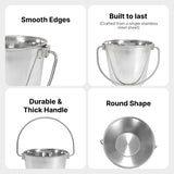 Round Heavy Duty Stainless Steel Bucket - 2 Quart - Pack of 12