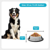 Traditional Shape Non-Skid Stainless Steel Dog Feeding Bowl - 32 Oz