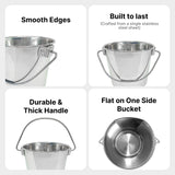 Heavy Duty Stainless Steel Flat Side Bucket - 1 Quart - Pack of 12