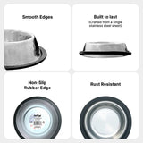 Traditional Shape Non-Skid Stainless Steel Dog Feeding Bowl - 32 Oz