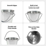 Heavy Duty Stainless Steel Flat Side Bucket - 1 Quart