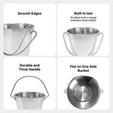 Heavy Duty Stainless Steel Flat Side Bucket - 2 Quart