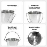 Heavy Duty Stainless Steel Flat Bucket - 4 Quart