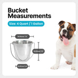 Round Heavy Duty Stainless Steel Bucket - 4 Quart - Pack of 6