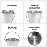 Heavy Duty Stainless Steel Flat Bucket - 6 Quart