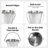 Heavy Duty Stainless Steel Flat Side Bucket - 6 Quart - Pack of 6