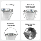 Heavy Duty Stainless Steel Flat Side Bucket - 13 Quart