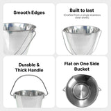 Heavy Duty Stainless Steel Flat Side Bucket - 13 Quart - Pack of 6
